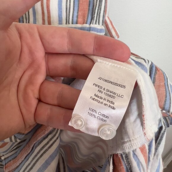 Veronica Beard "Ardith" White/Blue/Pink Button Front Mini Shirt Dress Size XS - Picture 4 of 5